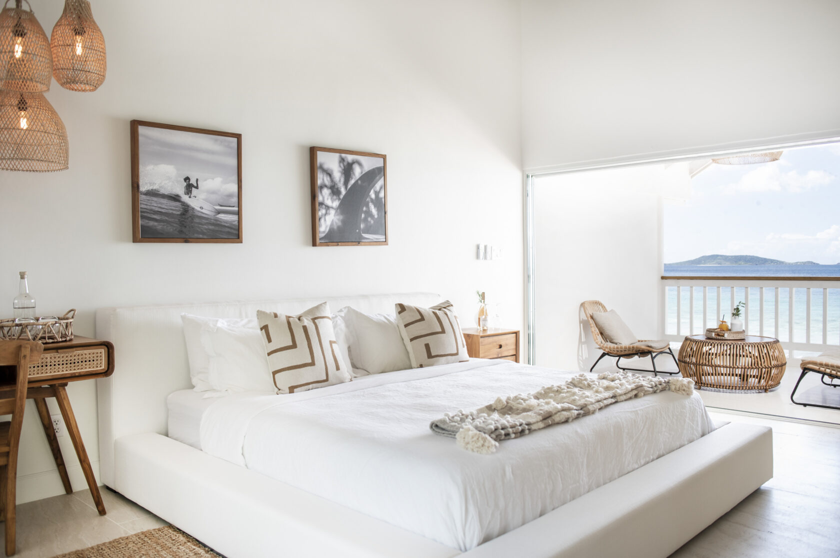 Bedroom with an ocean view